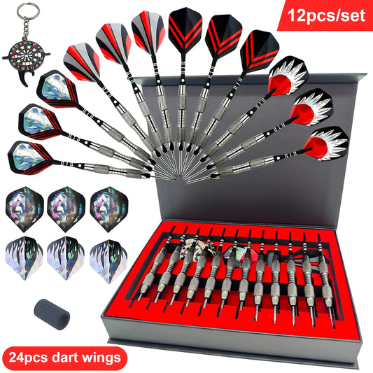 Professional Dart Gift Set 12 Darts Flight Pieces Box Tools