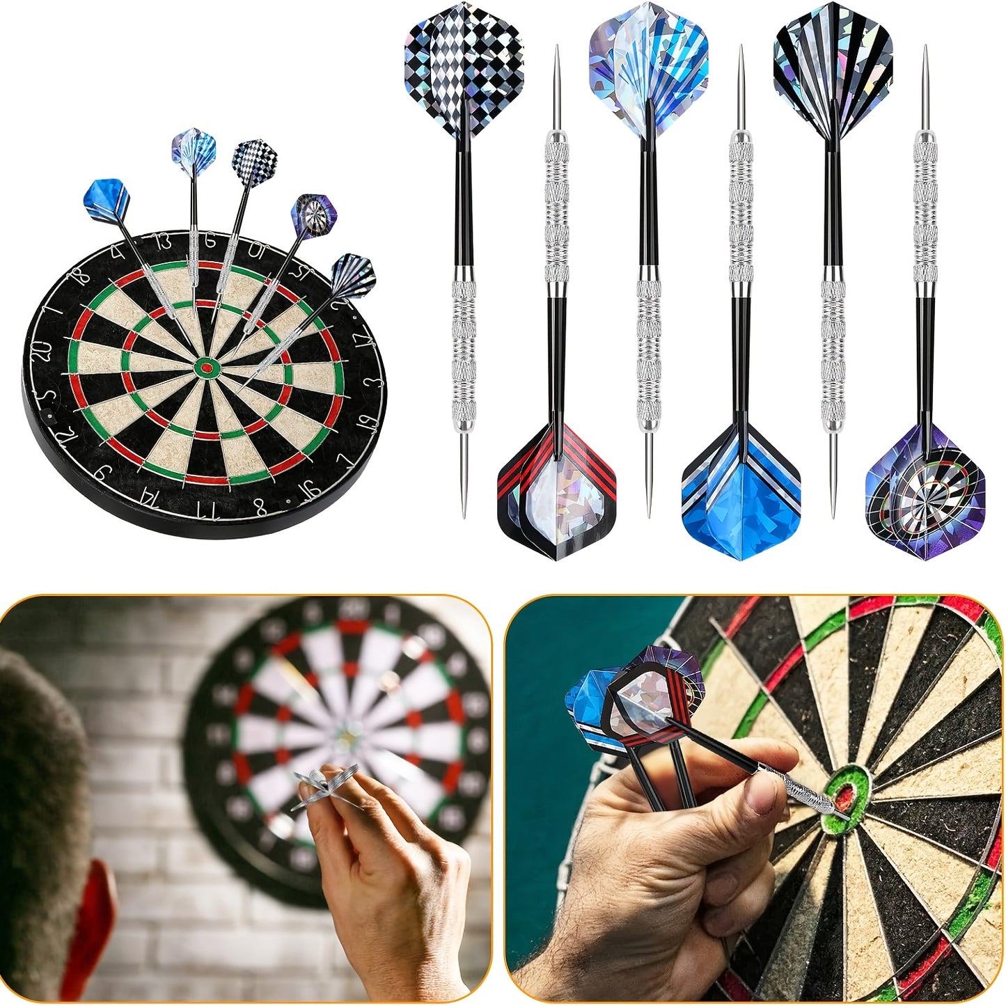 Stainless Steel Dart Set 18 Pieces Professional Darts Kit Flights