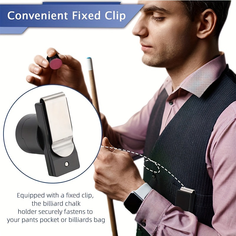 Magnetic Billiard Chalk Holder With Secure Clip Aluminum Alloy
