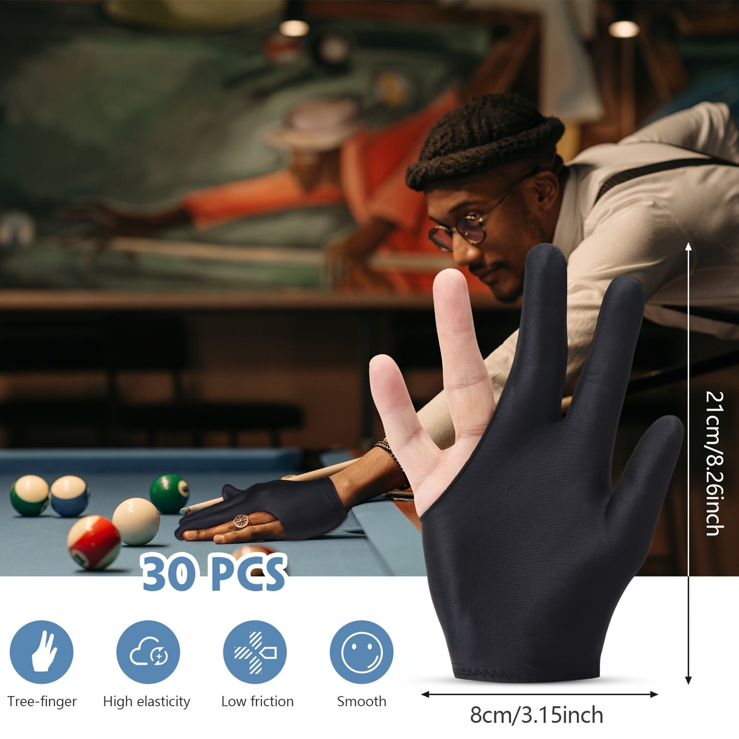 Patelai Breathable 3-Finger Pool Gloves For Billiards
