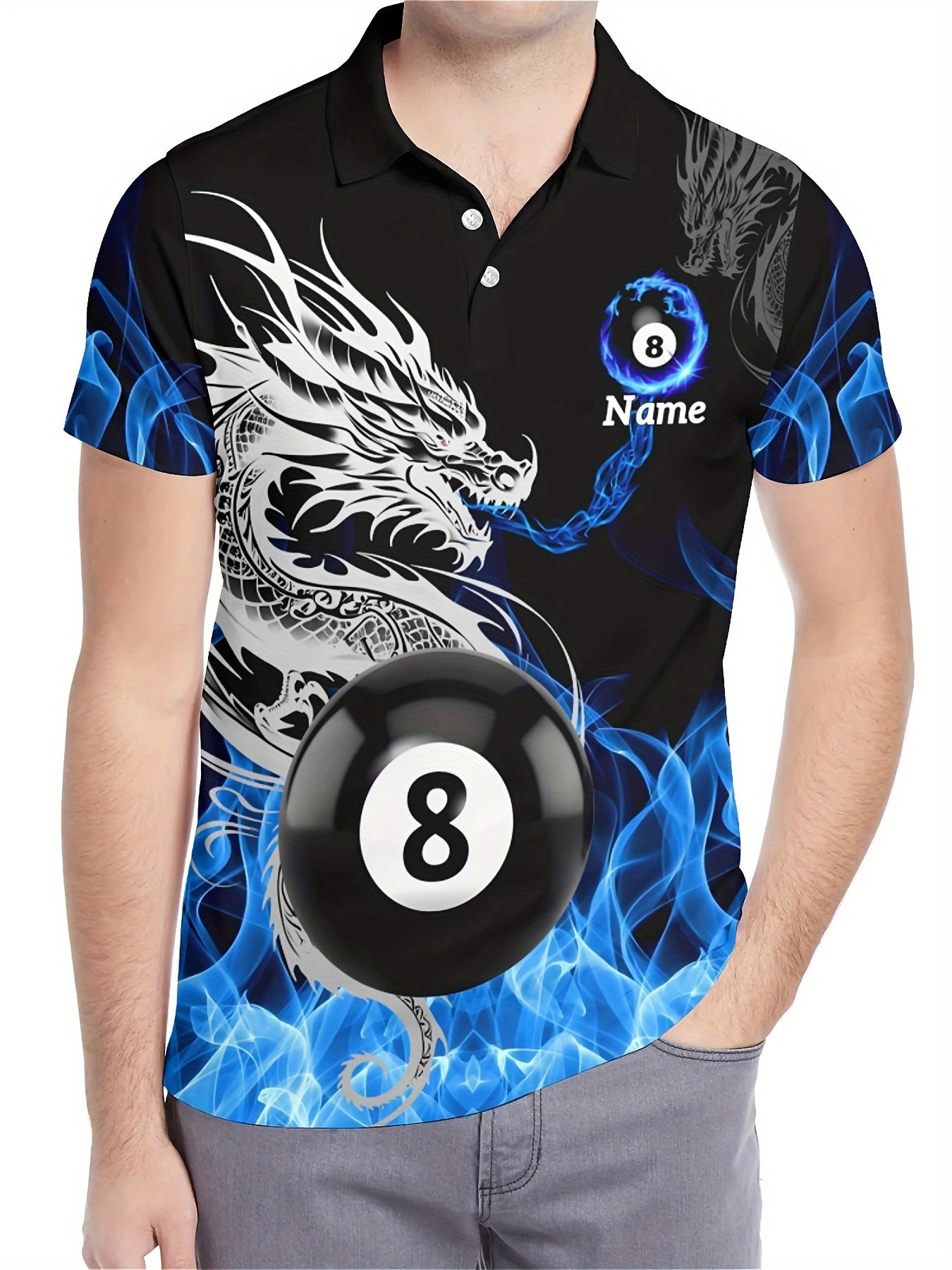 Custom Dragon 8 Billiard Polo Shirt With Personalization