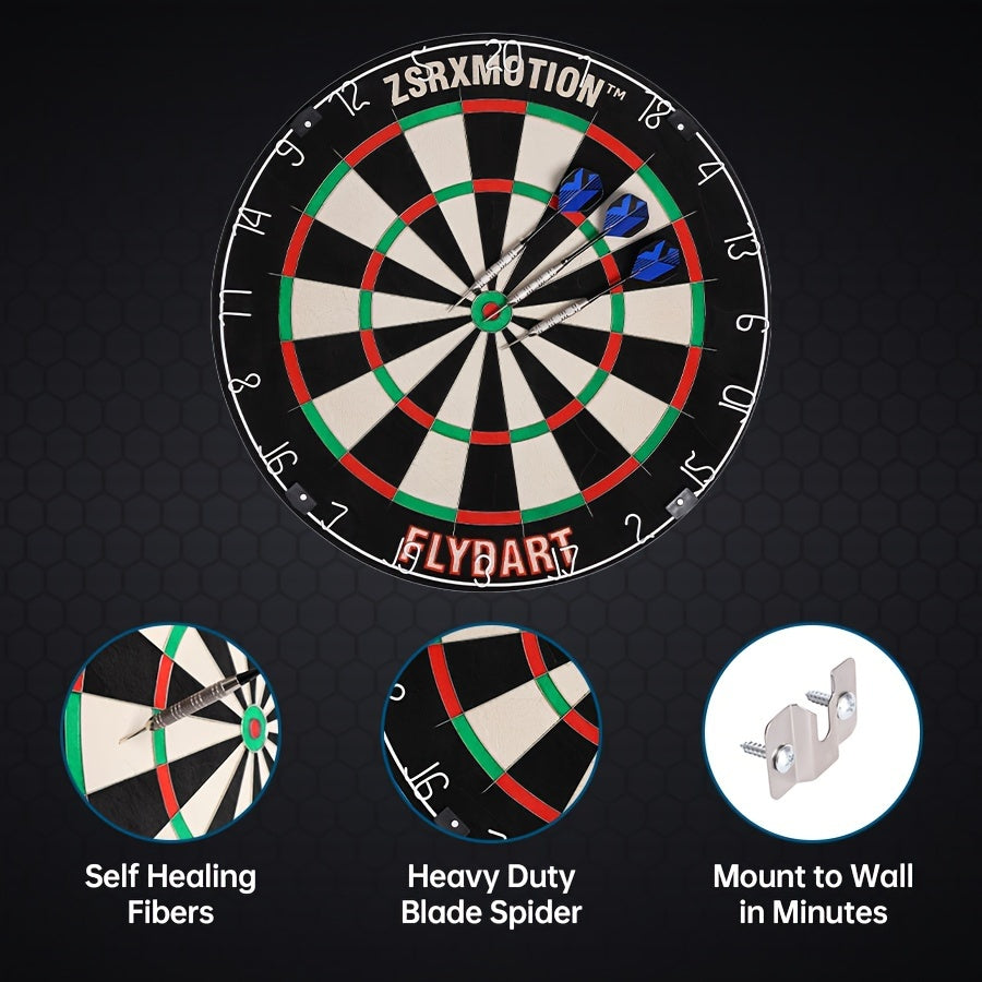 ZSRXMOTION Sisal Dart Board Set With Steel Tip Darts
