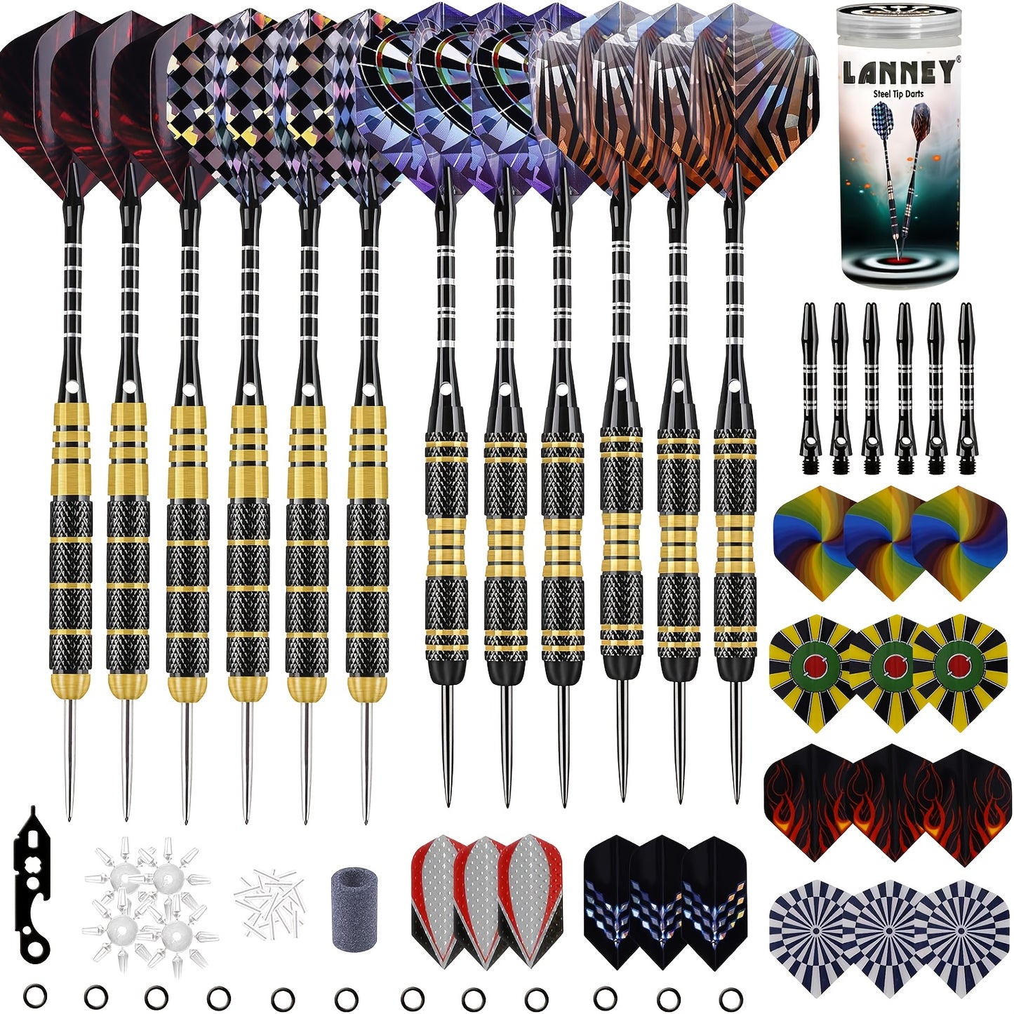 Stainless Steel Dart Set 18 Pieces Professional Darts Kit Flights