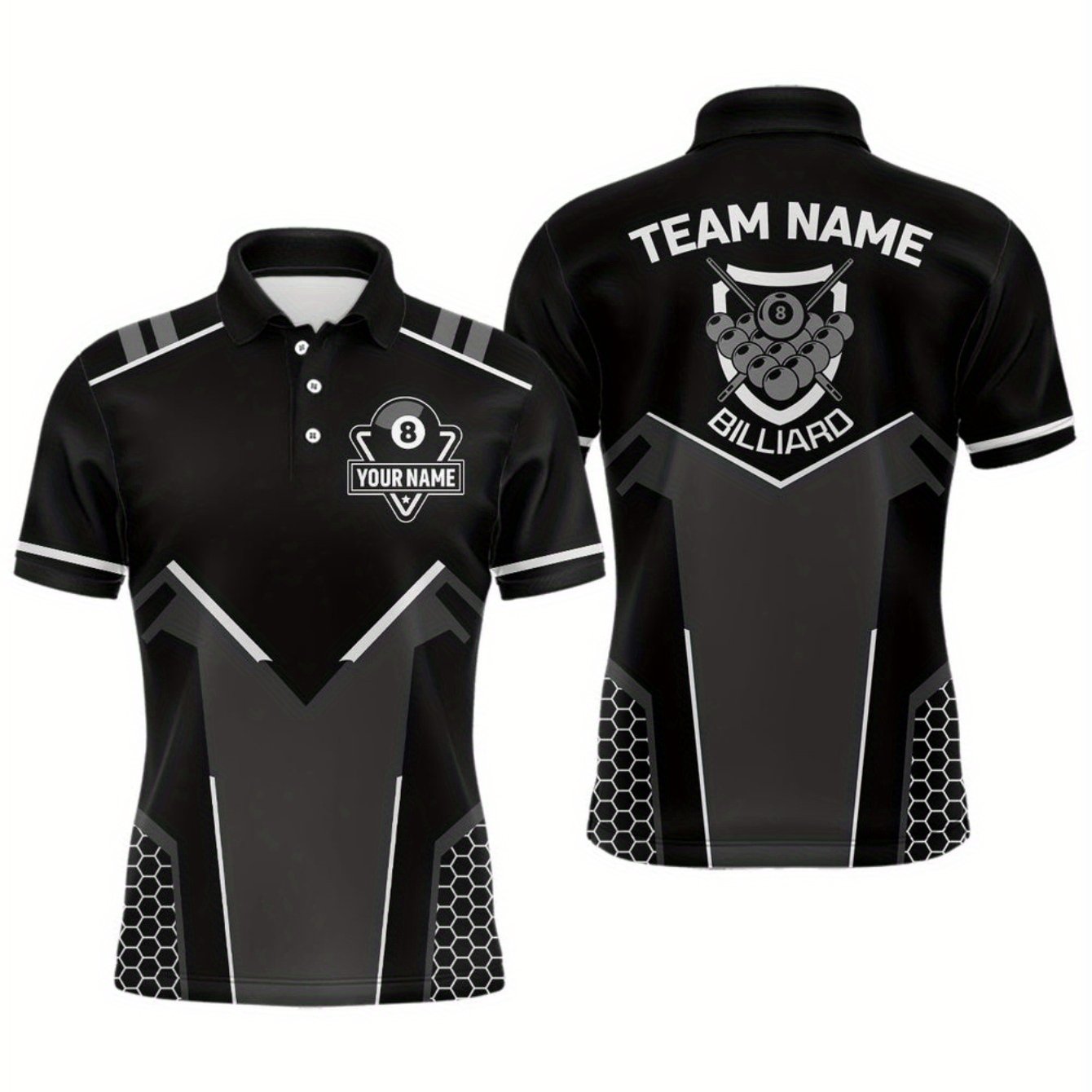 Men's Billiards Polo Shirt With Cue Sports Print Outdoor