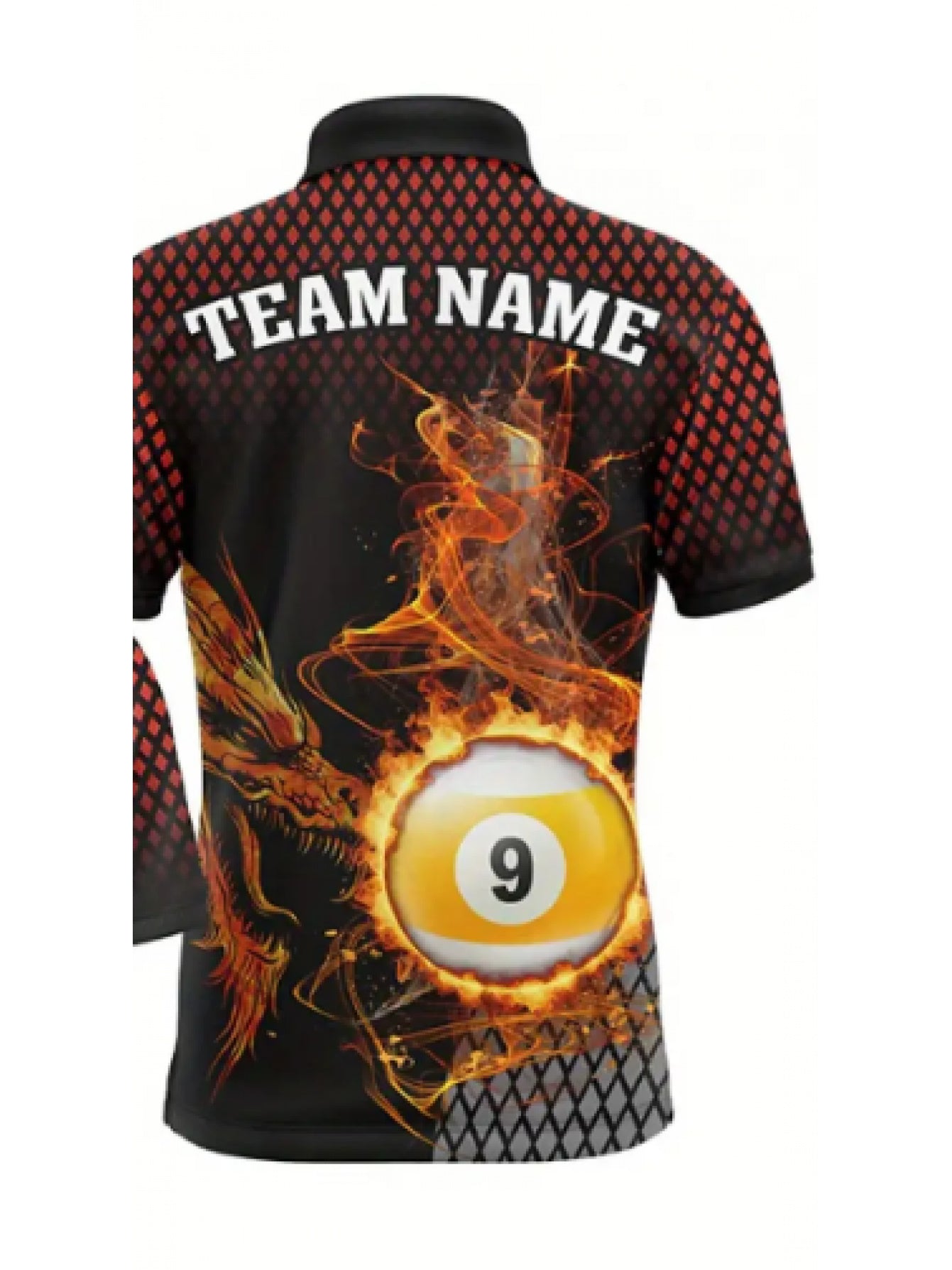 Men's Billiard Theme Polo Shirt Personalized With 8 Ball Design