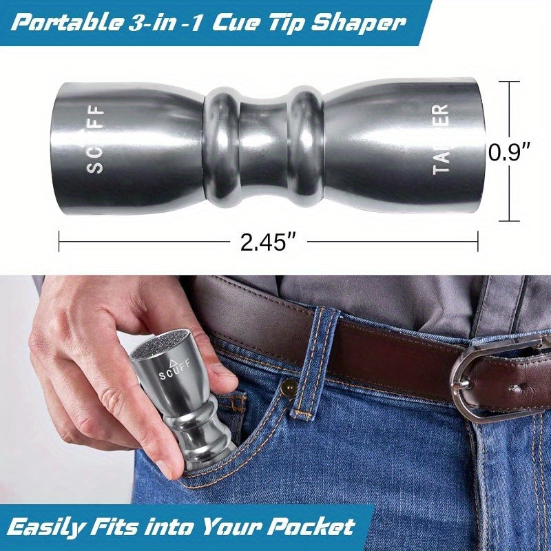3in1 Pool Cue Tip Shaper Scuffer And Aerator Tool Pack