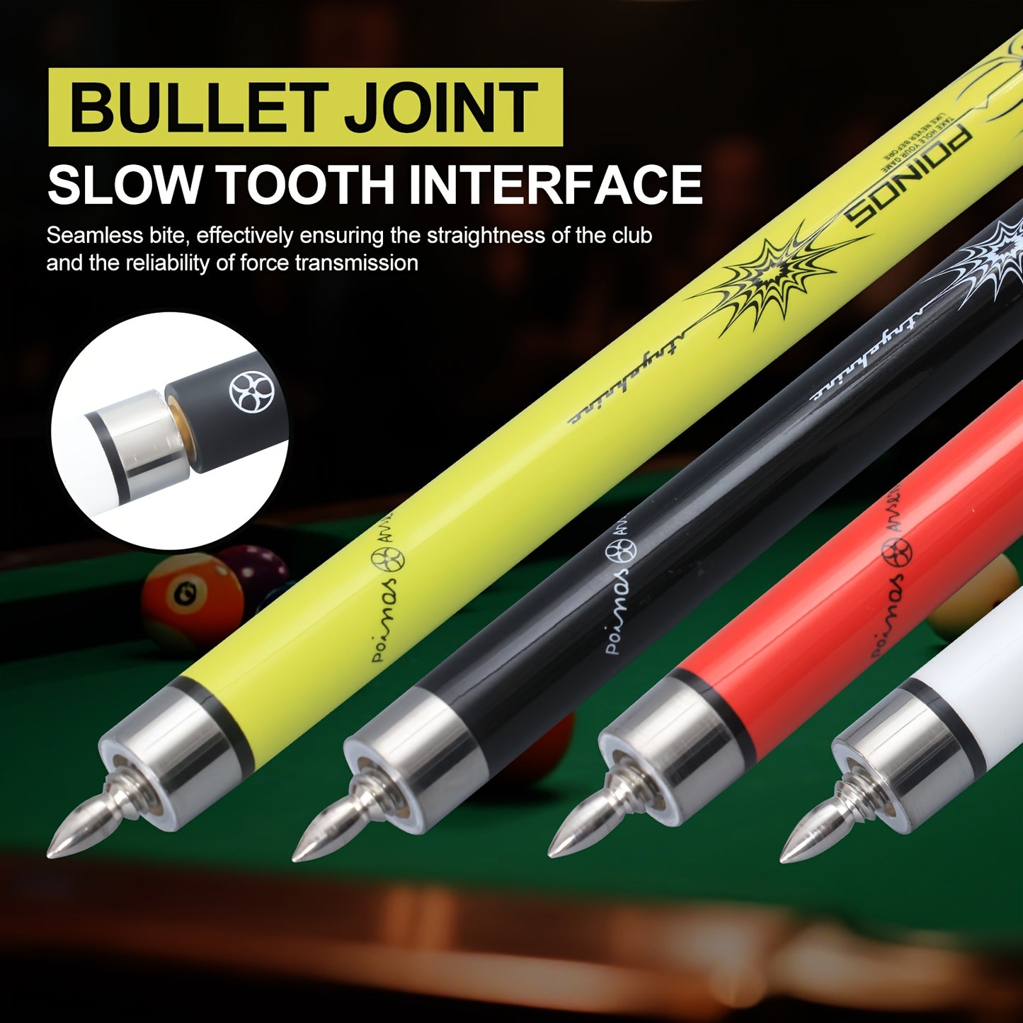 POINOS R Series Carbon Fiber Pool Cue With XTC Ferrule Multi Layer Tip Grip