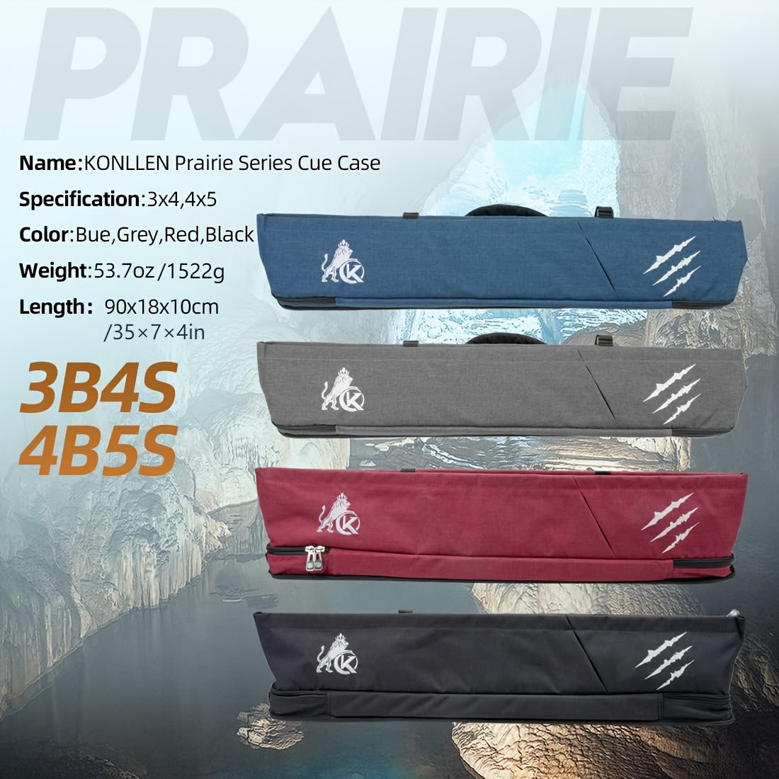 KONLLEN Pool Cue Case High Capacity Wear Resistant Oxford Cloth