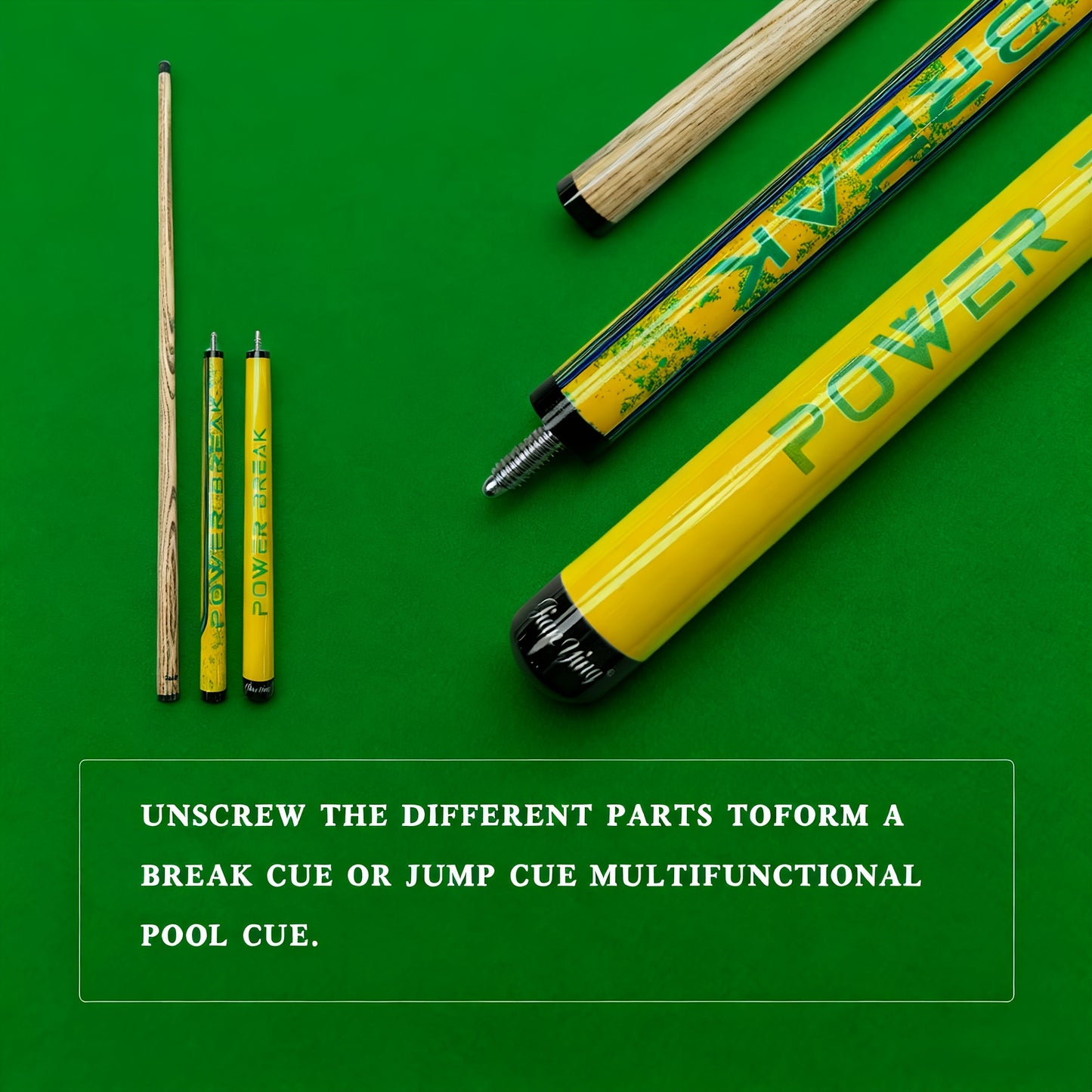 Jianying Jump Break Pool Cue Three Part Wood Shaft