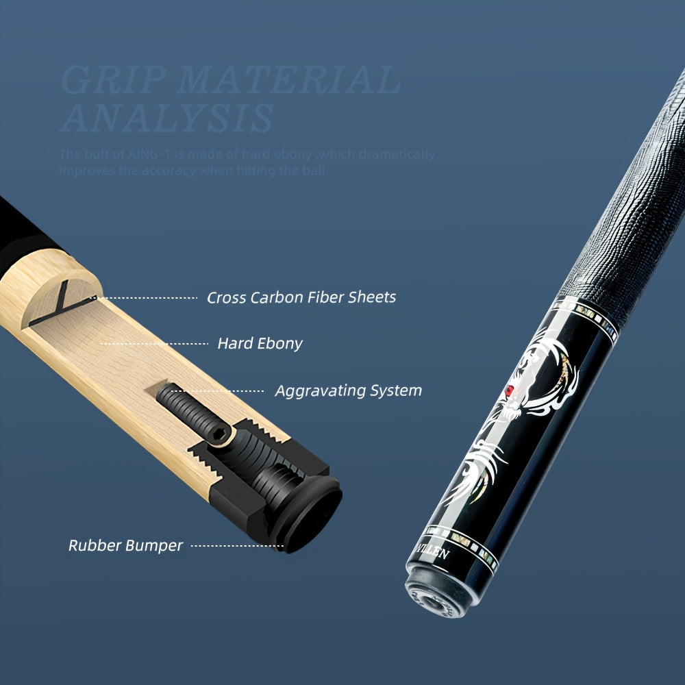 KONLLEN Carbon Fiber Pool Cue Low Deflection Handmade Inlay