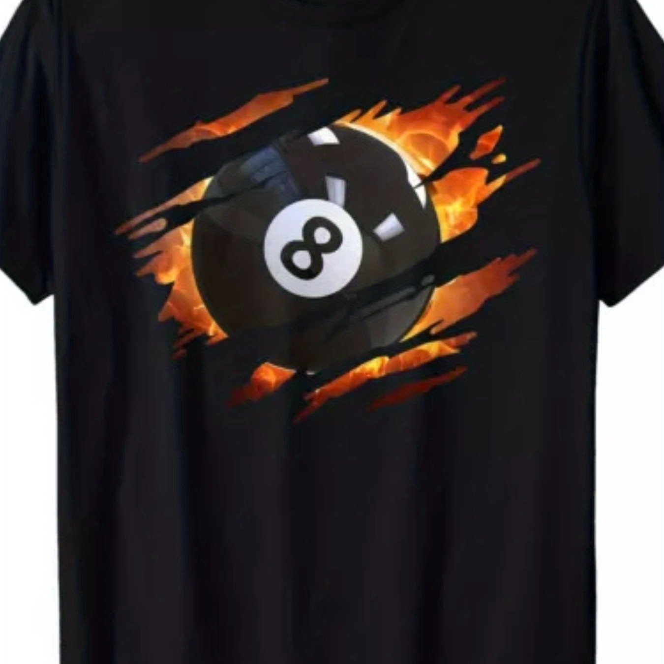 Retro 8 Ball Pool T Shirt With Flames Heavyweight Tee