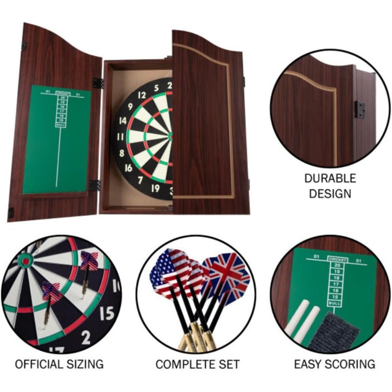Trademark Poker Dart Board Cabinet Set With Dartboard And Darts