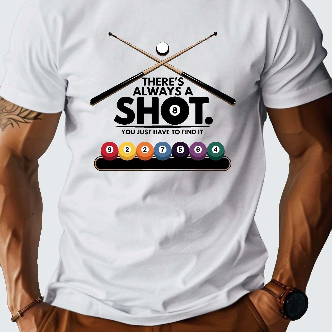 Always A Shot Billiard Cues Mens T Shirt With Markings