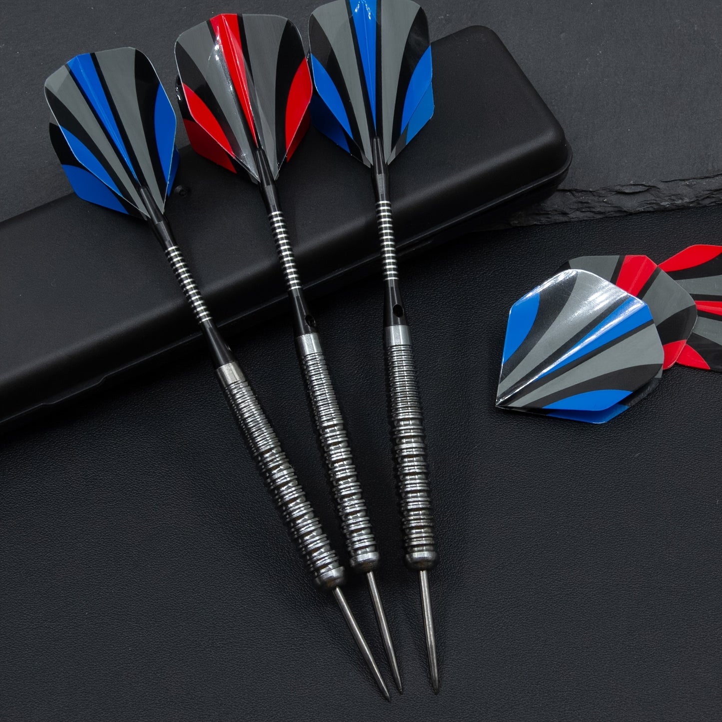 HUANQU Iron Dart Set With Flights Shafts Sharpeners Case