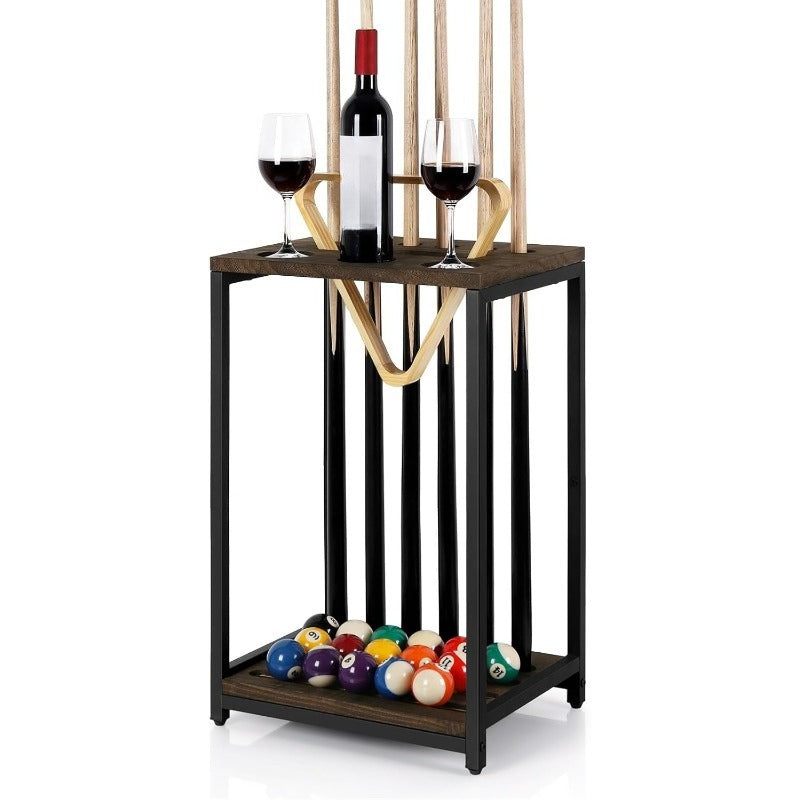 6 Cue Wood Pool Cue Holder Floor Stand For Billiards