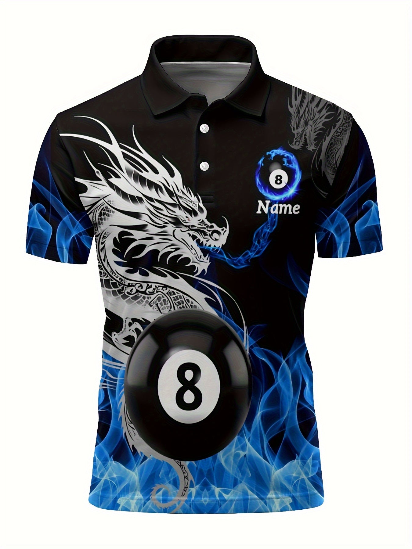 Custom Dragon 8 Billiard Polo Shirt With Personalization