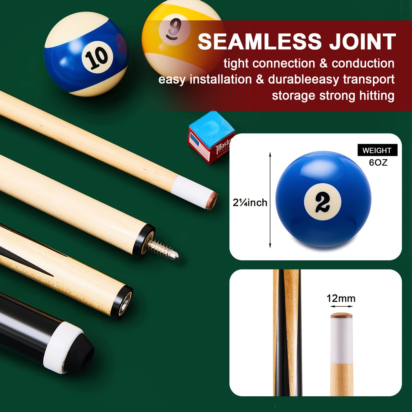 Tenare 71-Piece Pool Table Accessories Set With Balls