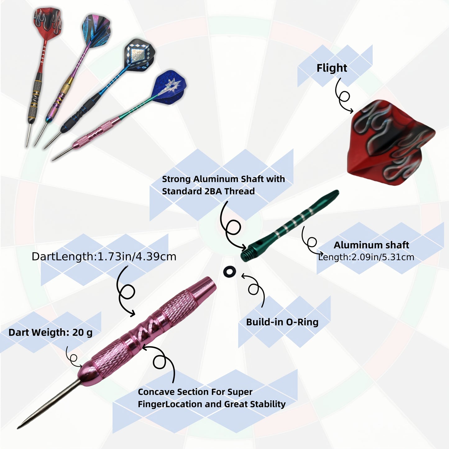 QTVIRA Dart Gift Set With 12 Darts And Tabletop Dartboard
