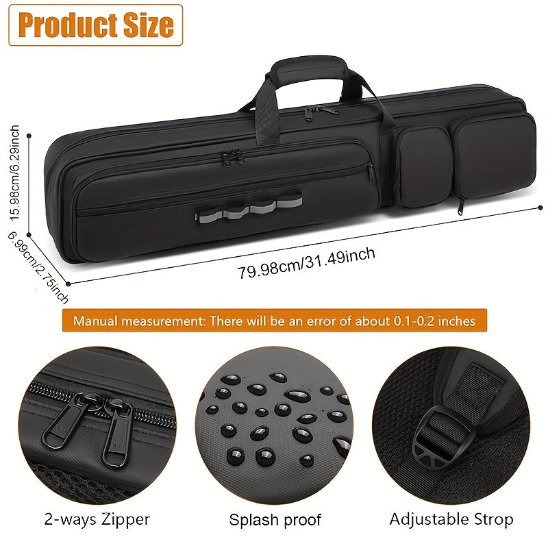 Pool Cue Case 4x4 With Backpack Strap Holds 4 Shafts