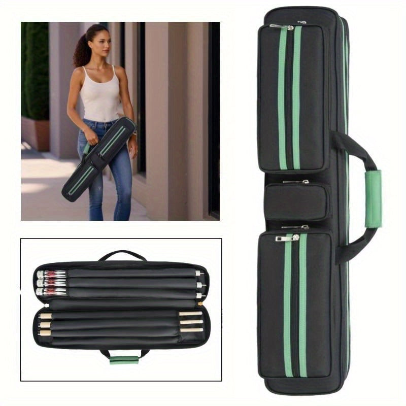Pool Cue Case 7 Compartments 4 Cues Large Capacity Bag