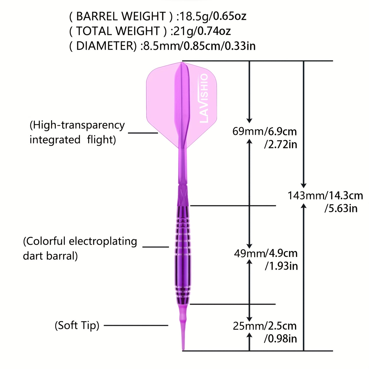Trecynd 21g Soft Tip Dart Set With Flights And Shafts