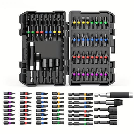 45pcs Heavy-Duty Impact Screwdriver Bit Set Compatible for Torx/T40-TX27, Cross/PH0-PH2, Flat/-L7, Square/R90-R120 - Bits with Storage Box, Compact & Portable Kit for Repair, Automotive, DIY (45pcs)