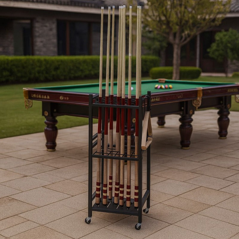 Heavy-Duty Wrought Iron Snooker Cue Rack Wall Mounted Dust-Proof Finish