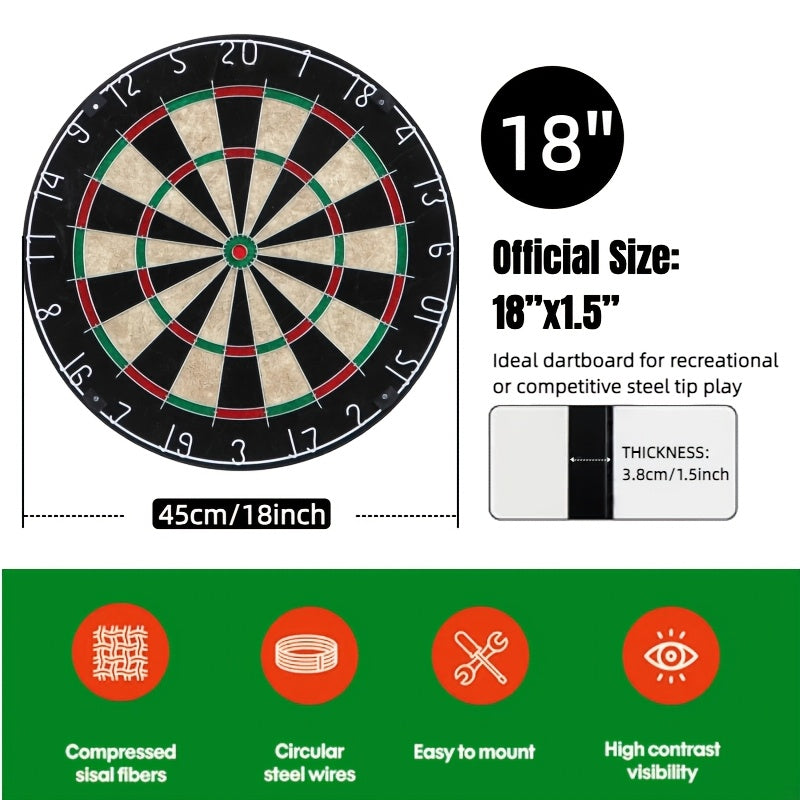Bristle Dart Board Indoor Dartboard with Mounting Hardware