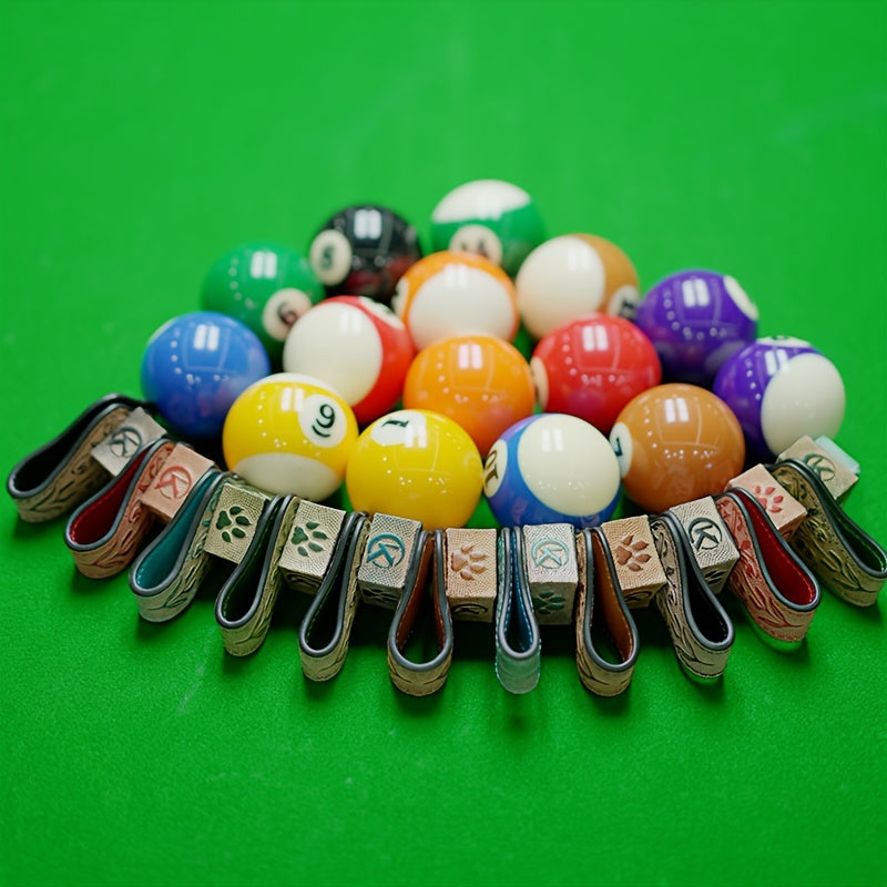 KONLLEN Leather Engraved Pool Chalk Holder Magnetic Billiards Accessory
