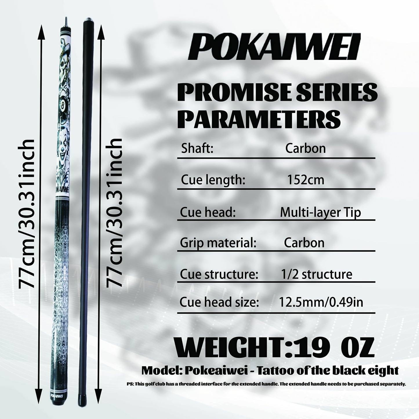 Carbon Fiber Split Pool Cue For Snooker And Nine Ball