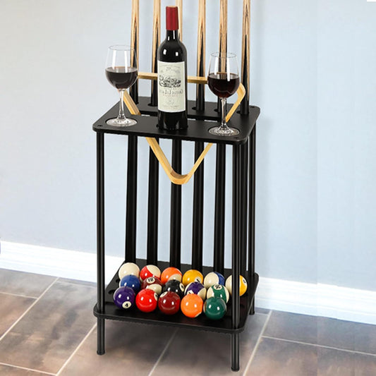 Wooden Billiard Cue Rack Holds 6 Cues And 18 Balls
