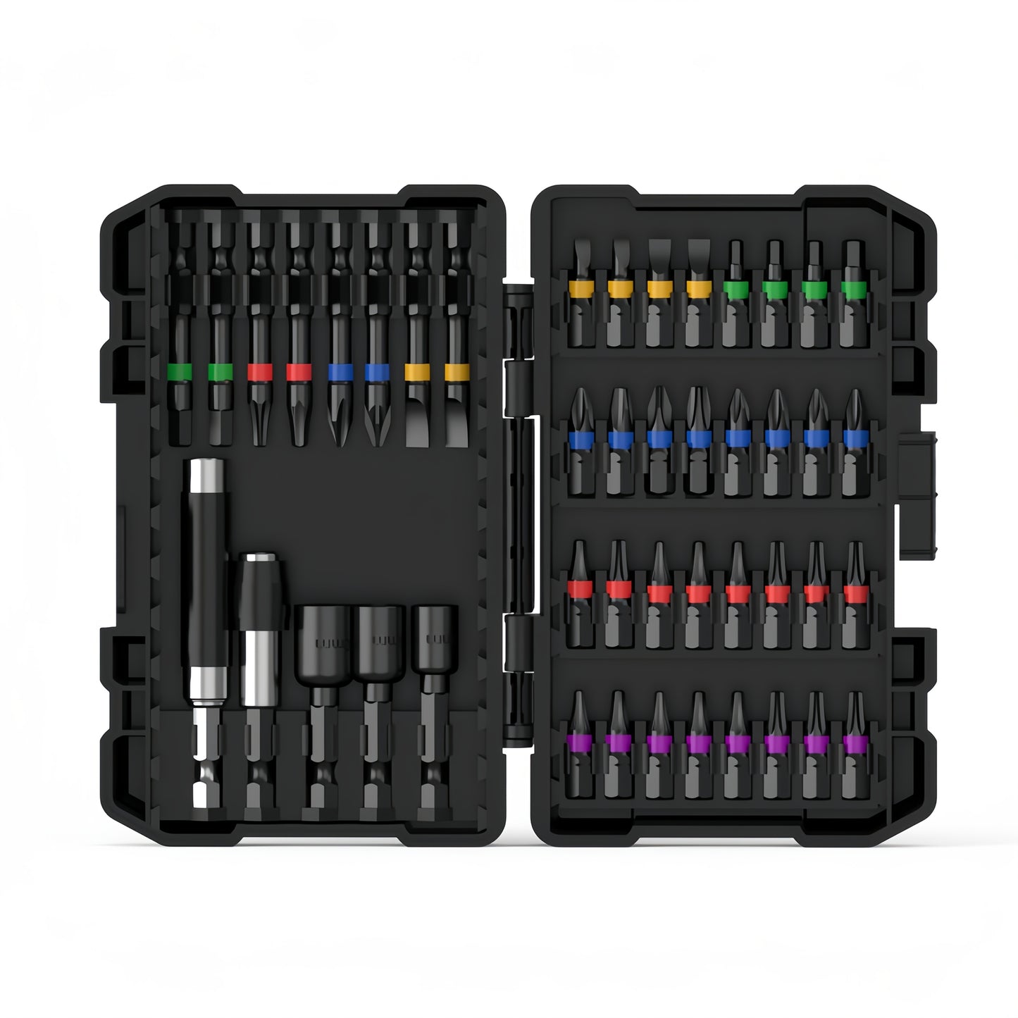 45pcs Heavy-Duty Impact Screwdriver Bit Set Compatible for Torx/T40-TX27, Cross/PH0-PH2, Flat/-L7, Square/R90-R120 - Bits with Storage Box, Compact & Portable Kit for Repair, Automotive, DIY (45pcs)