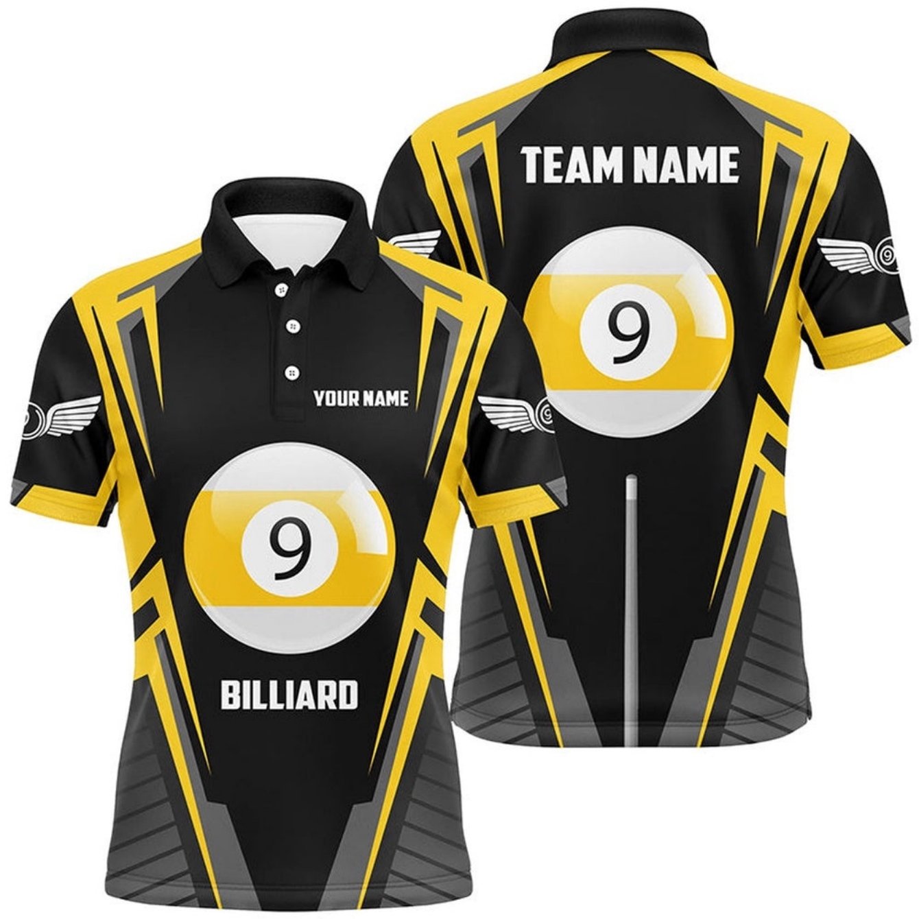 Customizable Billiard Shirt For Men With Name And Number 9