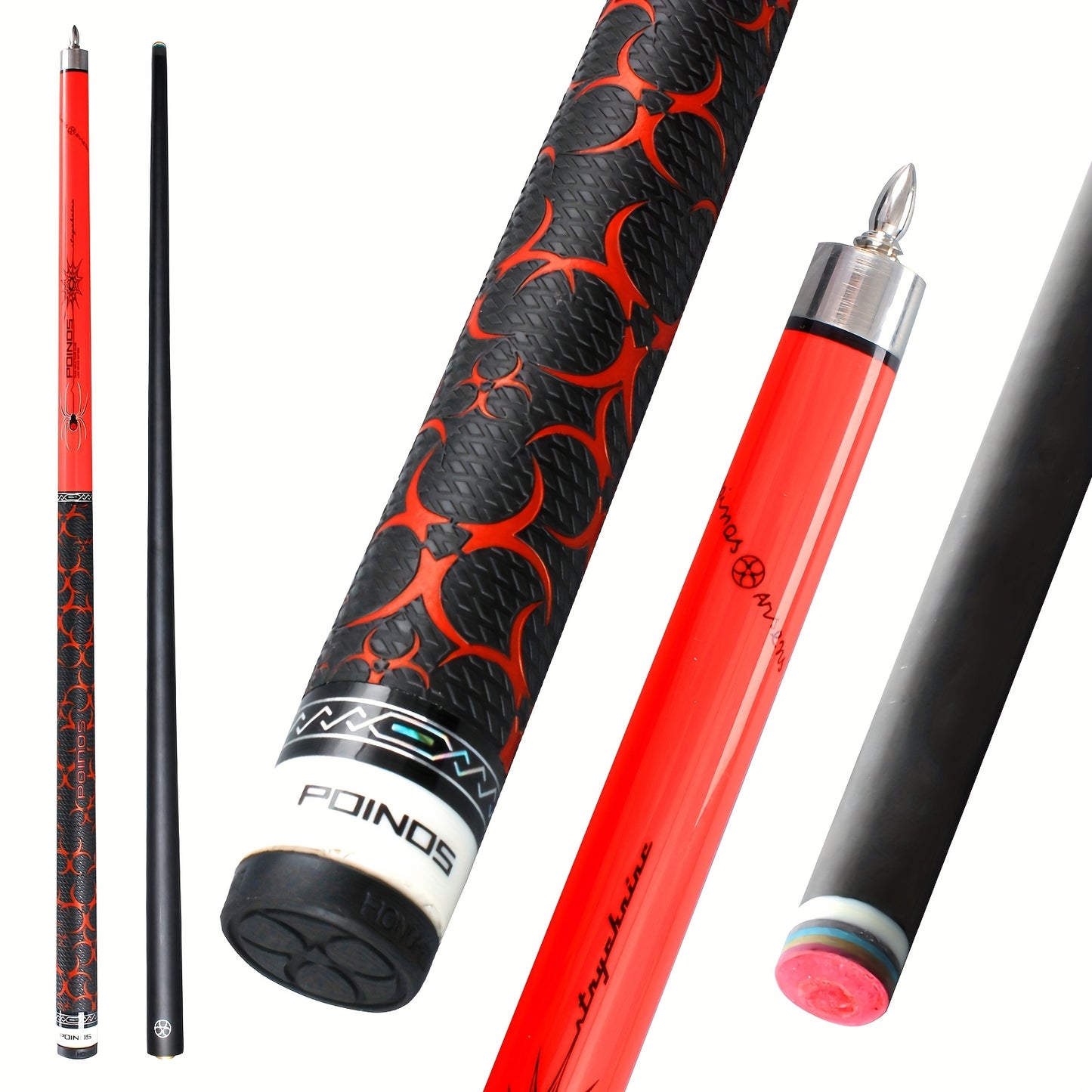 POINOS R Series Carbon Fiber Pool Cue With XTC Ferrule Multi Layer Tip Grip