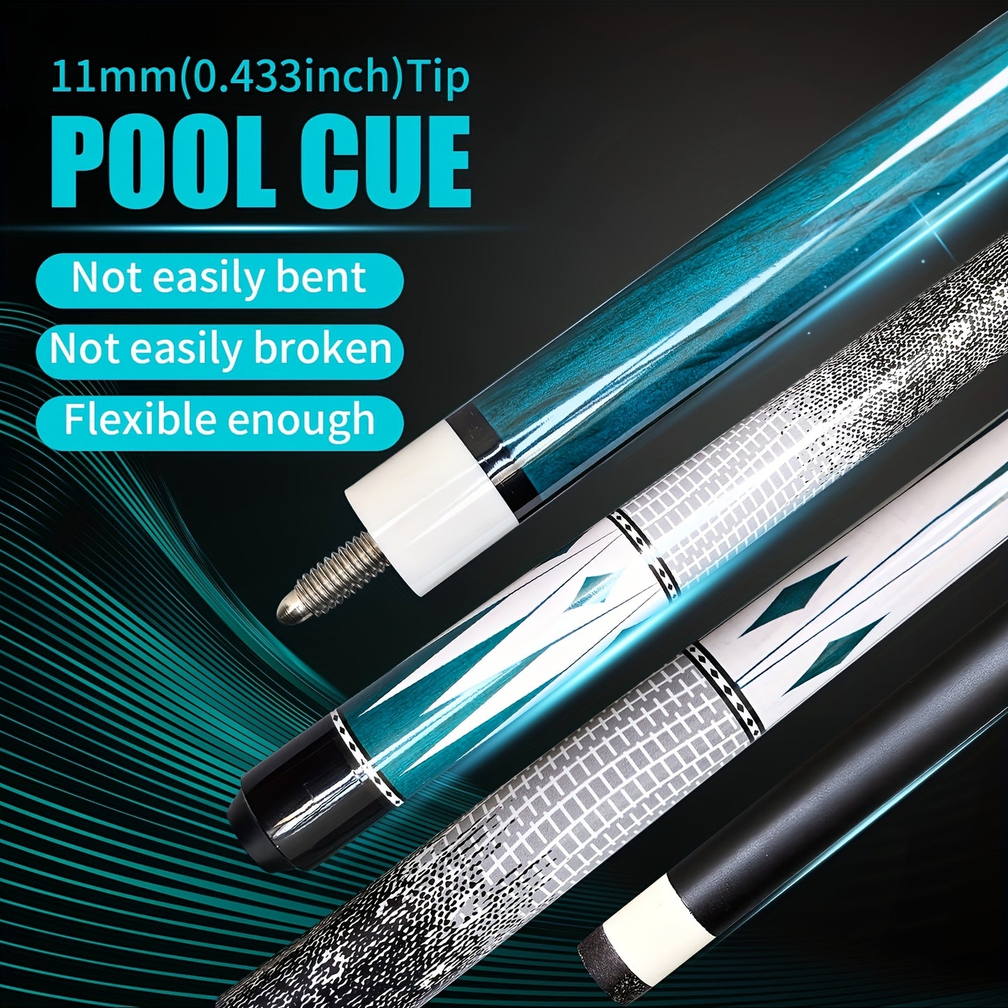 Carbon Fiber Billiard Cue With Snakeskin Pattern For Tournament Play