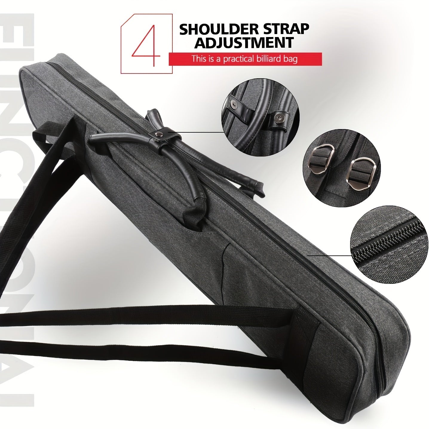 KONLLEN Pool Cue Case 7 Holes Oxford Cloth Durable Portable