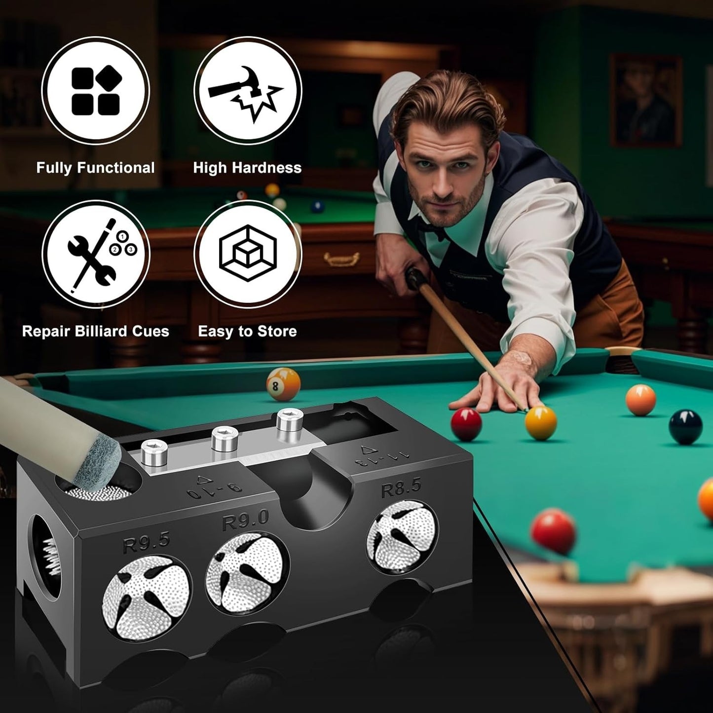 11-In-1 Pool Cue Tip Shaper Tool Kit For Billiards